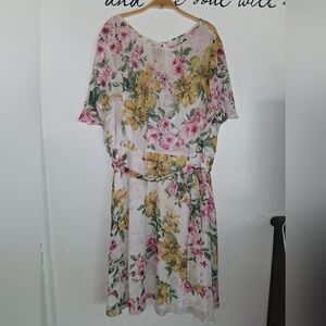 Jessica Howard Pink and Yellow Floral Midi Dress